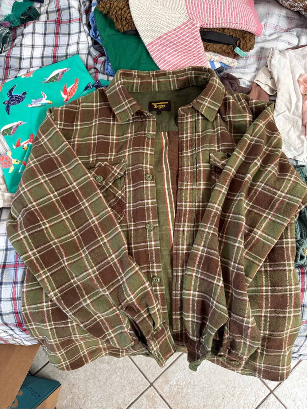 Seager Green & Brown Plaid Men's Flannel Jacket